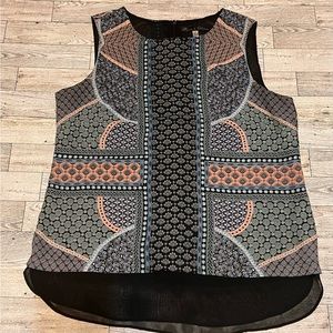 Rose & Olive Sleeveless Blouse Lightweight Sheer Printed Zip Back Women Small